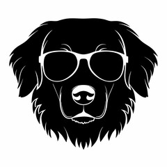 Golden retriever eyeglasses vector silhouette on a white background