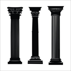 Obraz premium Pillar Silhouette Bundle Set, Roman Pillar Silhouette Bundle, Column Silhouette Wall