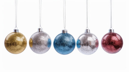 colorful christmas balls on white background