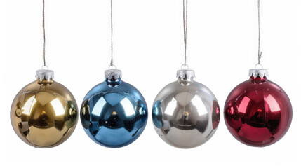 colorful christmas balls on white background