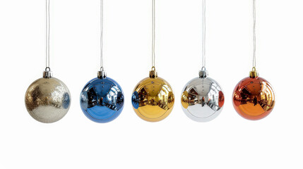 colorful christmas balls on white background