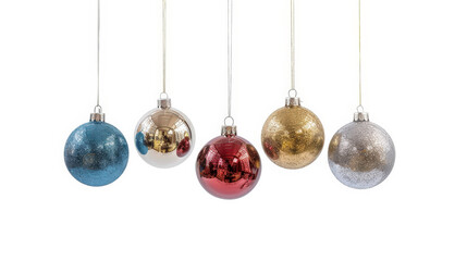 colorful christmas balls on white background