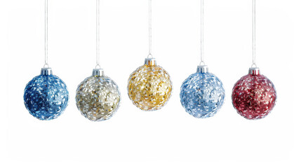 colorful christmas balls on white background