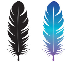 Obraz premium Cartoon feather isolated on white background, Feather silhouette icon