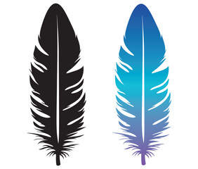 Fototapeta premium Cartoon feather isolated on white background, Feather silhouette icon