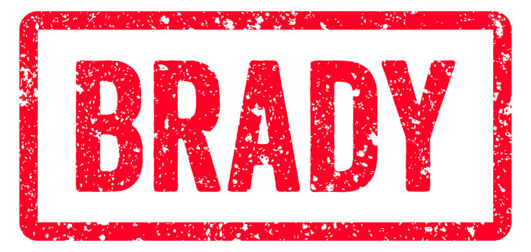 Brady Stamp Transparent Seal, Red Grunge Brady Word Rubber Stamp Seal Text Effect
