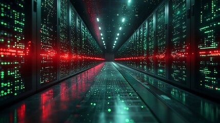 Futuristic Server Room with Holographic DNA Strands Storing Massive Data Clean Backdrop for Tech Concept