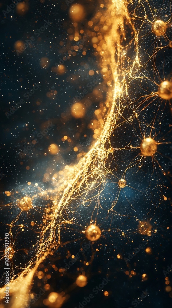 Aufkleber digital interface showcasing interconnected quantum internet nodes and vibrant particle structures o