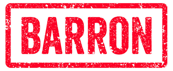 Barron Stamp Transparent Seal, Red Grunge Barron Word Rubber Stamp Seal Text Effect