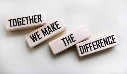 Together we will change the text on the wooden blocks on a white background