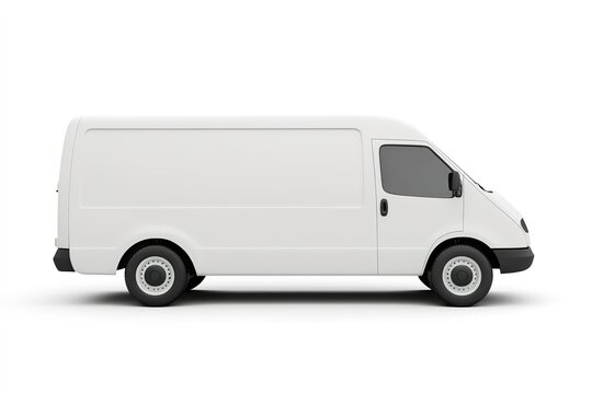 Side view of blank white delivery van.
