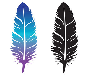 Fototapeta premium Cartoon feather isolated on white background, Feather silhouette icon
