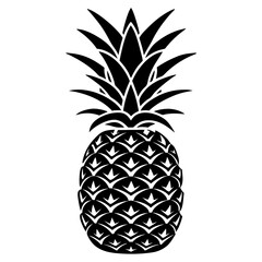 Vector black silhouette of a pineapple isolated on a white background.