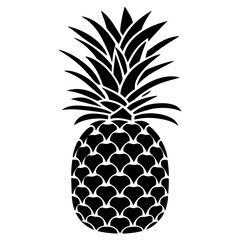 Vector black silhouette of a pineapple isolated on a white background.