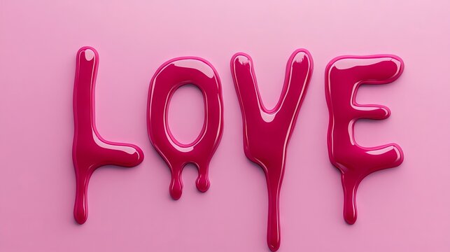A pink love word on a pink background