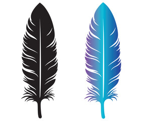 Fototapeta premium Cartoon feather isolated on white background, Feather silhouette icon