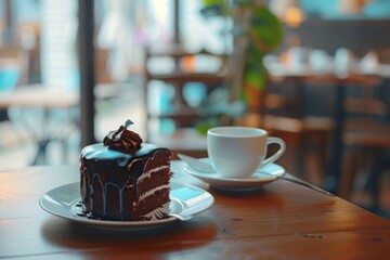 Decadent chocolate cake drizzled with rich chocolate sauce