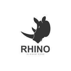 rhino head silhouette logo icon vector illustration template