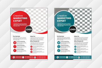 a bundle of 2 templates of different colors a4 flyer template, Creative Corporate & Business Flyer Brochure Template Design, newest trendy and multipurpose editable design.