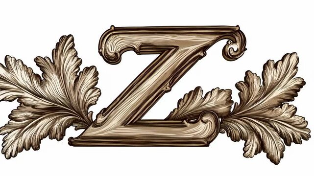 Elegant letter Z design features ornate flourishes and leaf accents