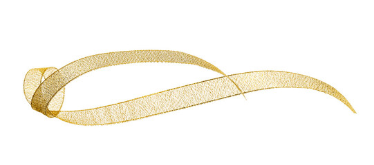 Golden spiral ribbon isolated on white, clipping path
