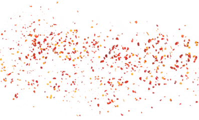 Spicy chili red pepper flakes flying, chopped, milled dry paprika pile isolated on white