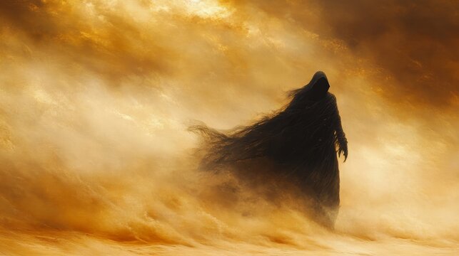 painting of shadow man in dessert sandstorm