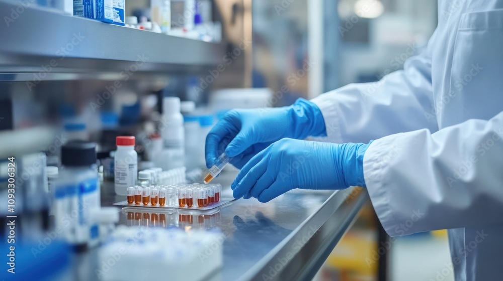Poster A Scientist in a Lab Coat Handling Samples in a Laboratory Setting