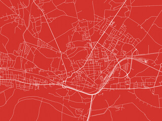 Christmas Map of Wittenberg, Germany in Snowy White on Festive Red Background.
