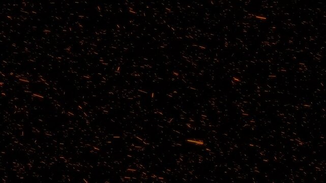 Orange particles flying in the wind on fire animation background