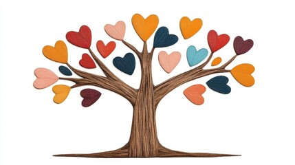 Naklejka premium Colorful Heart Tree Love Family Growth Unity Nature