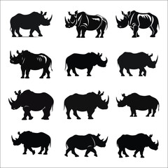 Rhino Silhouette Bundle Set, Animal Rhino Silhouette Bundle