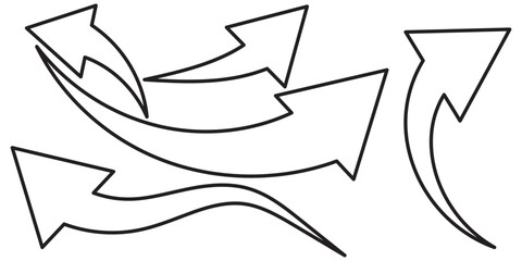 Black arrow icon on transparent background. Flat style arrow icon for your website, design, logo, app, UI., curved arrow sign.