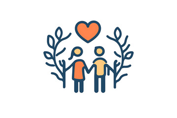  Icon of a family holding hands, symbolizing unity, care, and emotional connection.