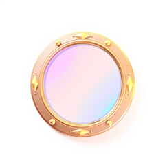 Obraz premium 3D Holographic Icon of Mirror Reflection with Enchanted Glowing Rune Aesthetic for Whimsical and Playful Digital Backgrounds, High Resolution