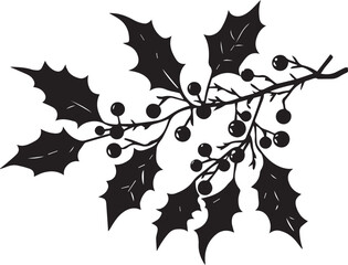 Silhouette of holly leaves with berries leaf graphic 