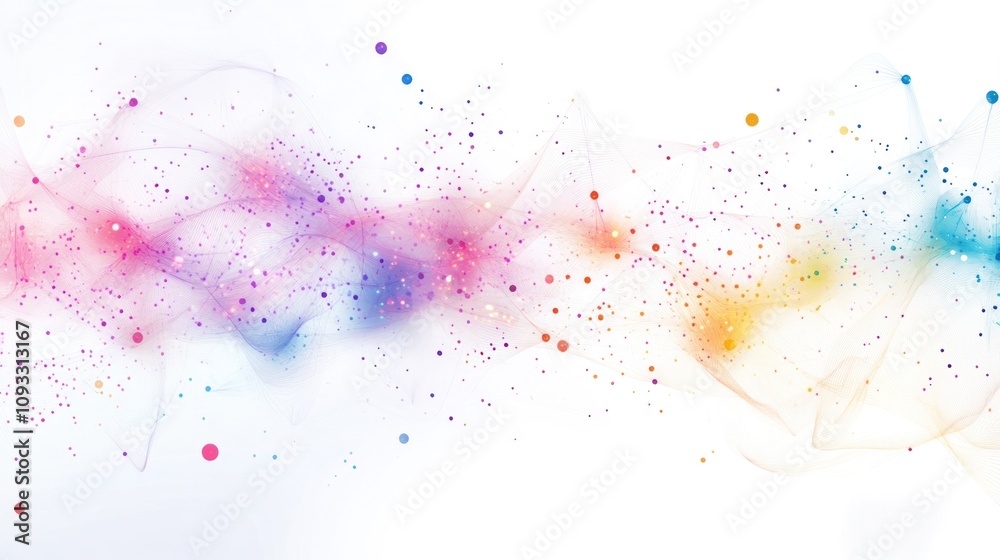 Poster communication network, featuring interconnected nodes and glowing lines that symbolize data transfer