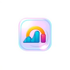 3D Cartoon Performance Review Icon with Whimsical Transparent Overlay, Vivid and Simplified Design for Digital Artwork and Marketing Materials, Copy Space