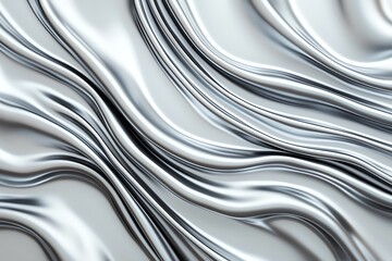 A close-up of flowing silver waves creating a smooth, metallic surface, ideal for modern design concepts and creative projects.
