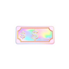 3D Holographic Icon of Bi-Weekly Paycheck, Joyful Iridescent Design for Digital Art and Marketing Materials