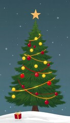Fototapeta premium christmas tree with snow. christmas tree icon or logo christmas tree. greeting card design cover. 