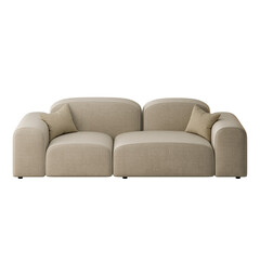 A tan couch with pillows on it