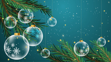 Colorful Vector Illustration Season and New Year Background With 3d Christmas Decoration Element. Design Illustration for Cover, Print, Poster, Wallpaper, Background, Banner, Pamphlet, Presentation