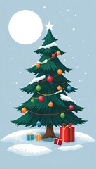 Obraz premium christmas tree with snow. christmas tree icon or logo christmas tree. greeting card design cover. 