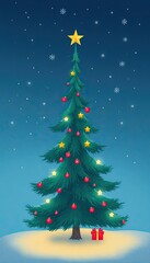 christmas tree with snow. christmas tree icon or logo christmas tree. greeting card design cover. 