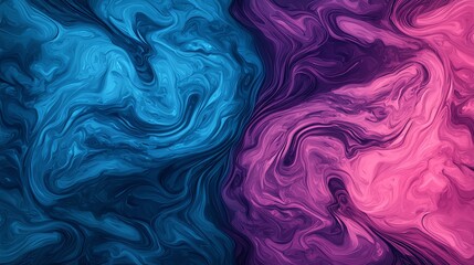 Obraz premium A vibrant abstract swirl of blue and pink hues blended together, creating a visually striking and dynamic background.
