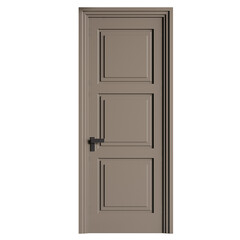 A door with three panels and a black handle