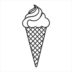 single one line Ice cream cone silhouette on white background
