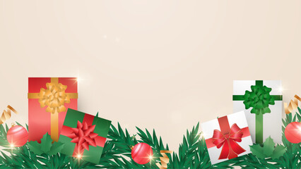 Colorful Background for Season Celebration Christmas With 3d Element. Design Illustration for Cover, Print, Poster, Wallpaper, Background, Banner, Pamphlet, Presentation