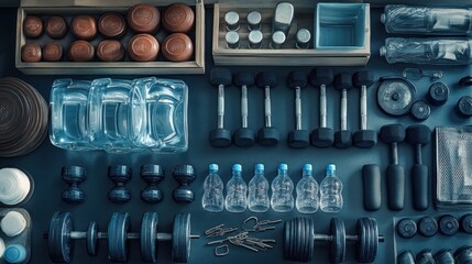 Fitness Equipment Arranged Neatly For A Workout Session